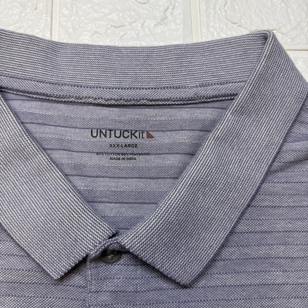 UNTUCKit Mens Short Sleeve Polo Shirt Purple Striped XXXL 3XL Regular Fit Golf